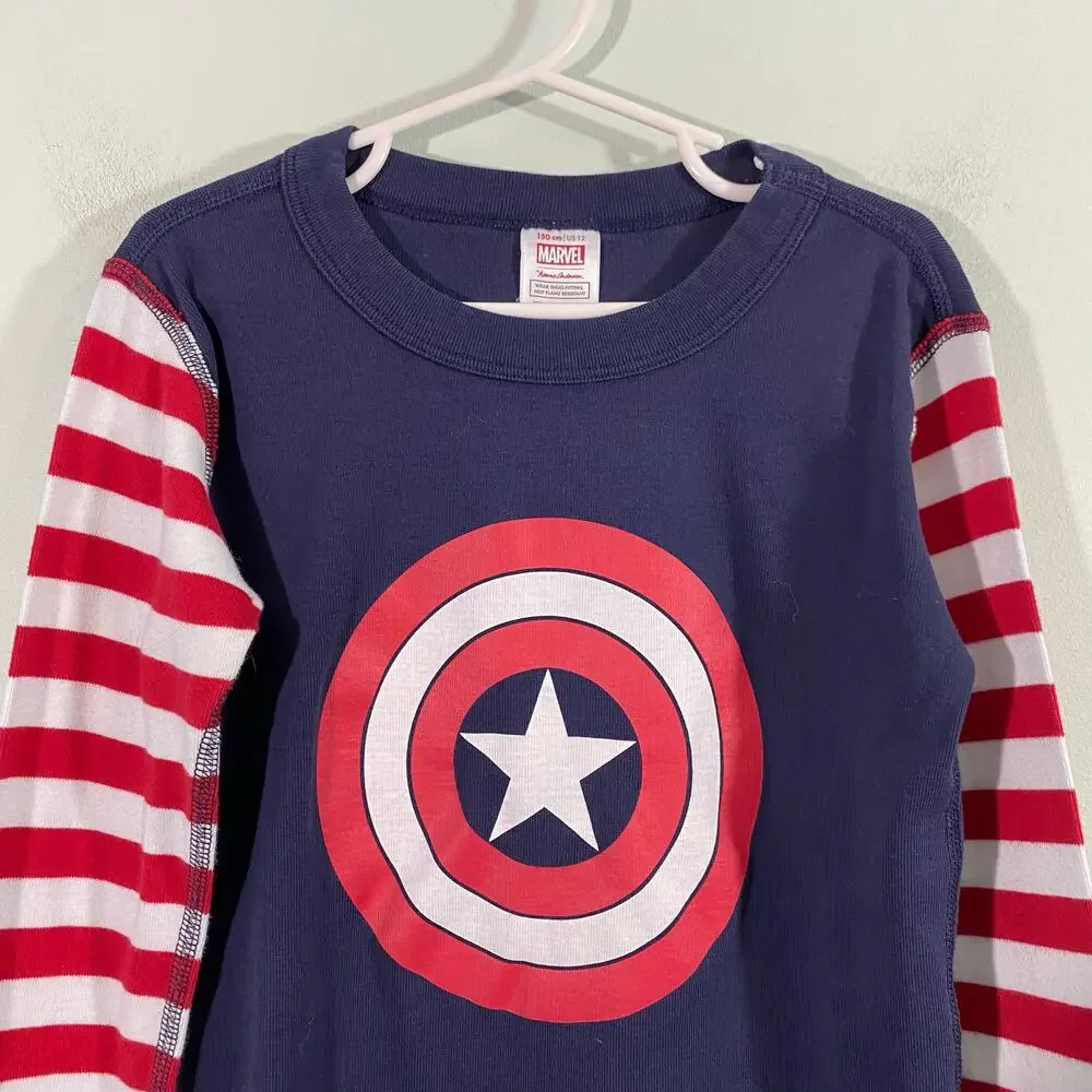 Hanna Andersson Captain America Shield Pajamas Top Size 12